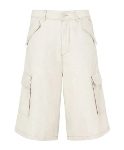 Fendi Ivory Selleria Denim Bermuda Shorts In Neutral