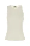 Fendi Top In Misto Seta Avorio Donna
