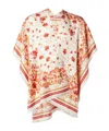 Fendi Ivory Silk Coral Bandana Poncho In Multi
