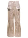 Fendi Ivory White Satin Cargo Pants With Ff Baguette Buckles In Viscose Woman In Multicolor