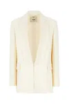 Fendi Wool Blend Blazer With Flap Pockets In Off White
