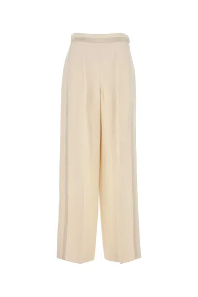 FENDI IVORY WOOL BLEND PANT