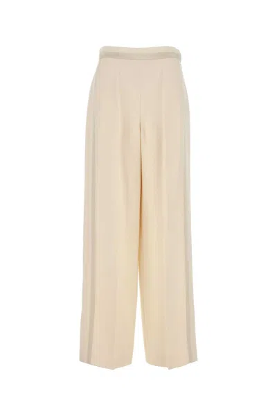 Fendi Ivory Wool Blend Pant In White