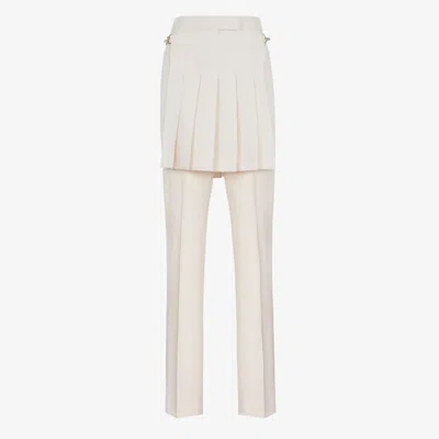 Fendi Ivory Wool Pant In Neutral