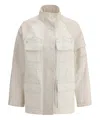 Fendi Two-tone Cotton Denim Parka In Beige