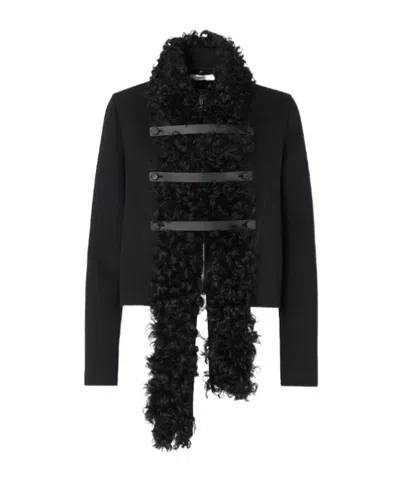 Fendi Jacket Black Wool And Shearling Blouson