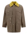 Fendi Man Jacket Khaki Size 40 Polyamide, Cotton, Lambskin In Brown