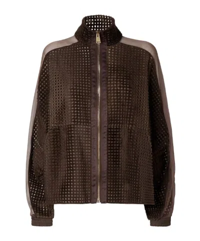 Fendi Perforated Jacket In Brown