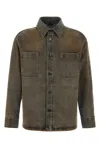 Fendi Grey Solid Shirt Jacket In Brown