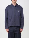 Fendi Men Cotton Jacket With Ff Detail In Blue