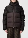 Fendi Women Brown Down Jacket With Drawstring Hood And Ff Motif In Tech Fabric Woman In Multi