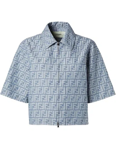 Fendi Jacket Ff Chambray Clothing In Blue