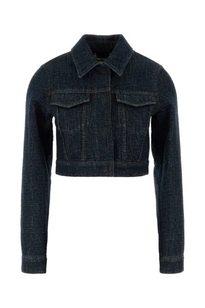 Fendi Jacket Ff Padded Deni In Blue