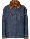 Fendi Denim Jacket With Faux Fur Collar In Blue