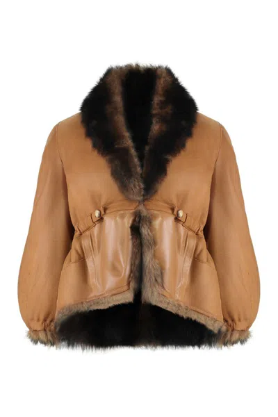 Fendi Jacket In Eco-fur In Brown