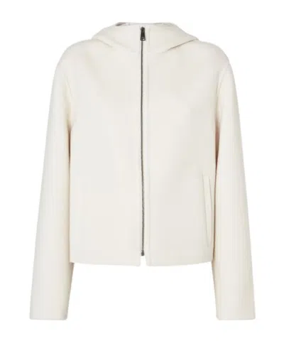 Fendi Jacket Ivory Ff Zucca Wool Blouson In Neutral