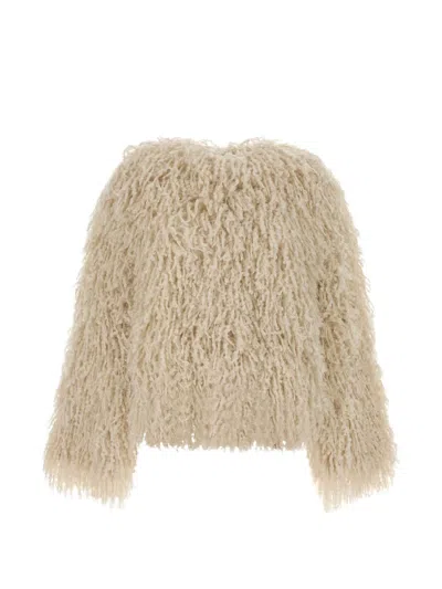 Fendi Jacket Knitted Fur In Neutral