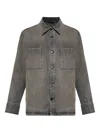 Fendi Denim Jacket With Collared Design And Pockets In Gray