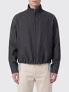 Fendi Linen Blend Jacket In Gray