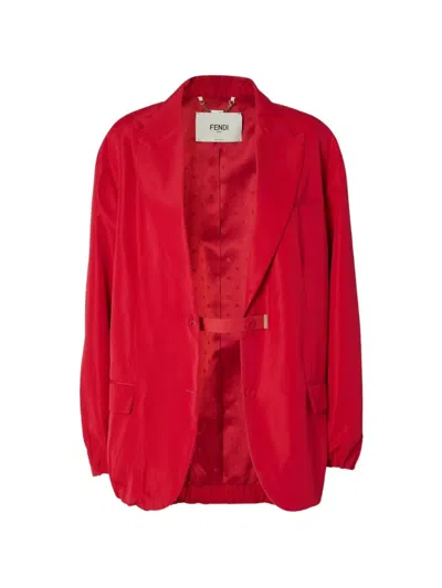 Fendi Belted Jacket In Red