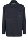 Fendi Logo Embroidered Denim Jacket In Black
