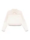 Fendi Two-tone Denim Jacket In Crema