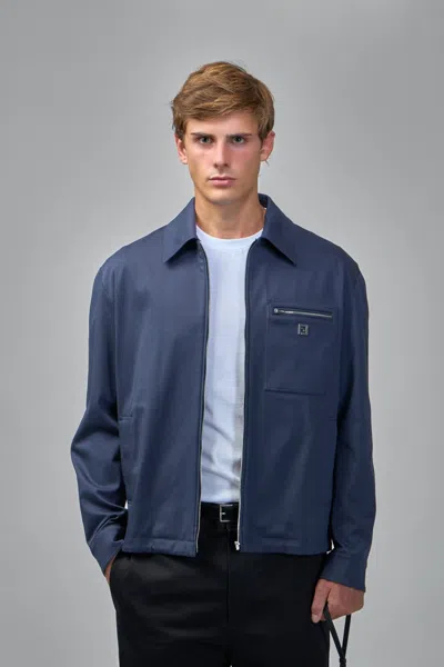 Fendi Jacket With Logo-shaped Appliqué In Blue