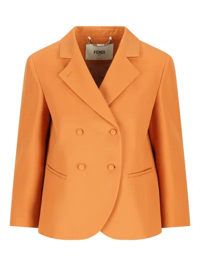 Fendi Jacket Wool In Orange