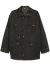 Fendi Ff-pattern Leather-trimmed Jacket In Black