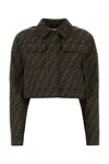 Fendi Embroidered Polyester Blend Jacket In Brown