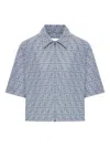 Fendi Women Ff Denim Chambray Cropped Jacket In Blue