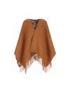 Fendi Ff Jacquard Fringed-edge Cape In Brown