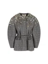 Fendi Crystal-embellished Jacket In Gray