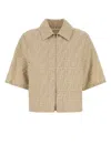 Fendi Ff Logo Denim Jacket In Neutral