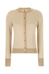 Fendi Embroidered Silk Blend Cardigan In Beige
