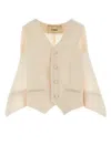 Fendi Wool Vest With Back Strap And Flounces In Pink