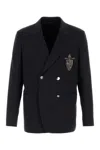 Fendi Midnight Blue Wool Blazer In Black
