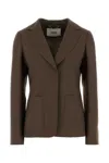 Fendi Dark Green Wool And Mohair Blazer In Brwon