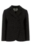 Fendi Stretch Wool Blazer Polka Dot Design In Gray