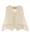 Fendi Wool Vest With Back Strap And Flounces In Pink