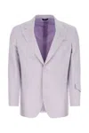 Fendi Single-breasted Linen Jacket With Embroidered Logo Lettering In Purple