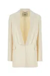 Fendi Wool Blend Blazer With Flap Pockets In White