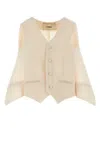 Fendi Wool Vest With Back Strap And Flounces In Pink