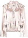 Fendi Padded Jacket With Zip And Snaps In Beige