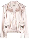 Fendi Padded Jacket With Zip And Snaps In Beige