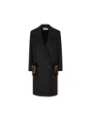 Fendi Straight-fit Midi Coat With Side Slits At The Bottom In Black