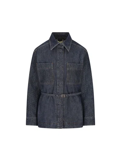 Fendi Quilted Patch-pocket Jacket In Blue