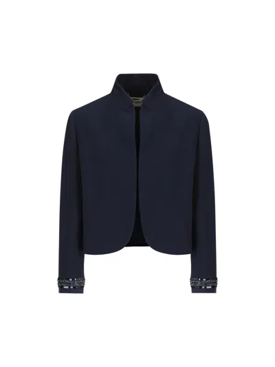 Fendi Woman Jacket Midnight Blue Size 8 Silk, Wool