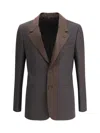 Fendi Brown Wool Crepe Blazer Jackets Brown In Brown