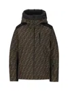 Fendi Ff-jacquard Canvas Ski Jacket In Brown